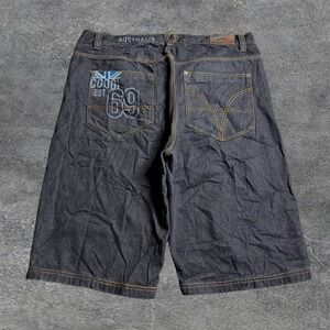 90s Vintage Coogi Grunge Baggy Denim Jorts Archive Style Distressed Leather‎